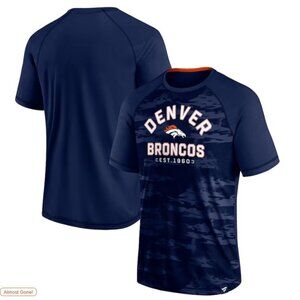 Mens Fanatics Navy Denver Broncos Football Camo Raglan T-Shirt - L